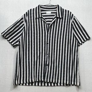 Public Supply NYC 2XL Men's Stripe Knit Shirt Textured Coastal Minimal Modern